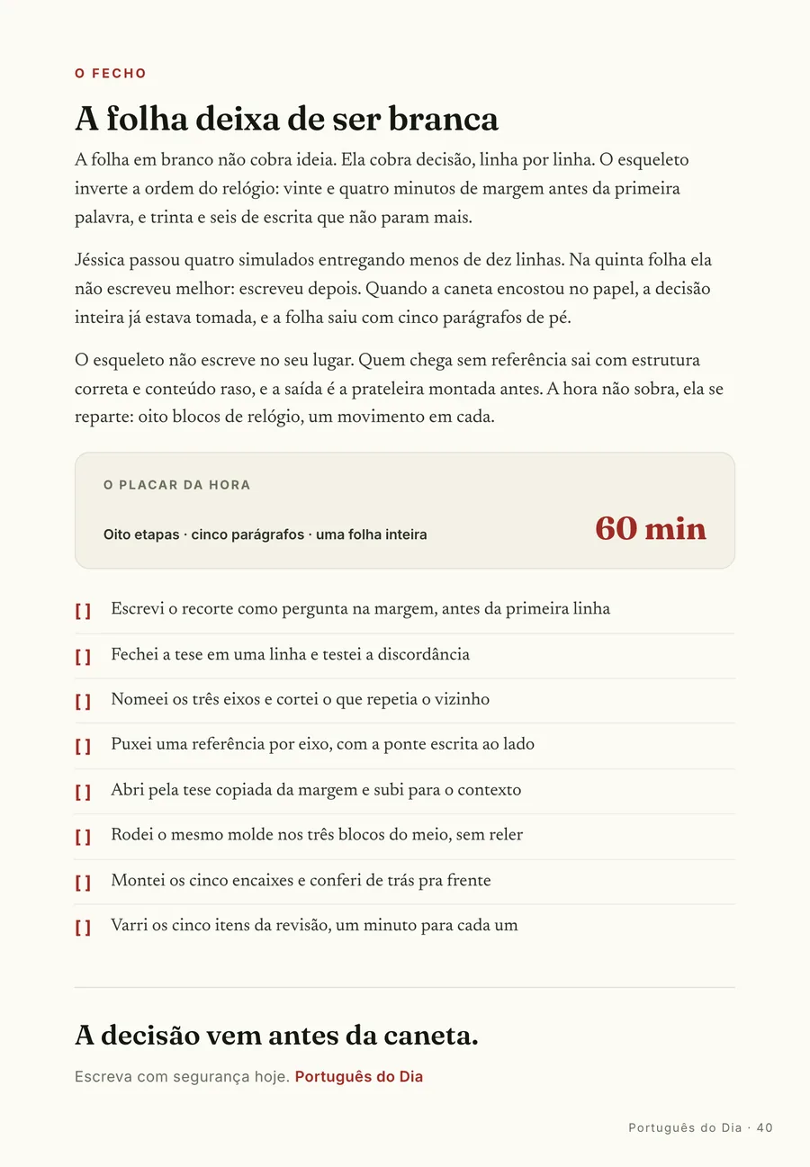 O fecho: A quinta folha da Jéssica: cinco parágrafos de pé, escritos depois da decisão tomada